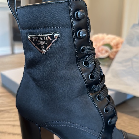 Prada Brushed leather and nylon booties fits size 5.5 / 36 EU black - Picture 7 of 17